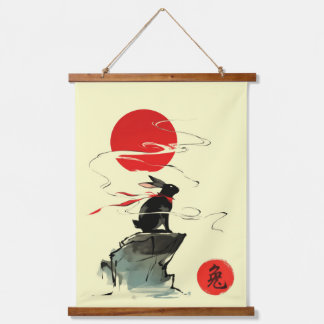 Zodiac Konijn inkt kunst sumi-e Hangend Wandkleed