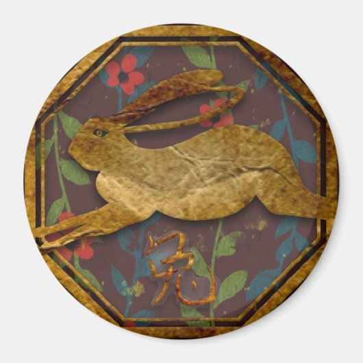 Zodiac konijn met Chinees symbool Magneet (Voorkant)
