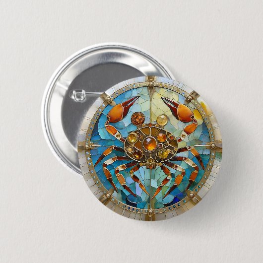 Zodiac - Kreeft De Krab Ronde Button 5,7 Cm (Voorkant /achterkant)