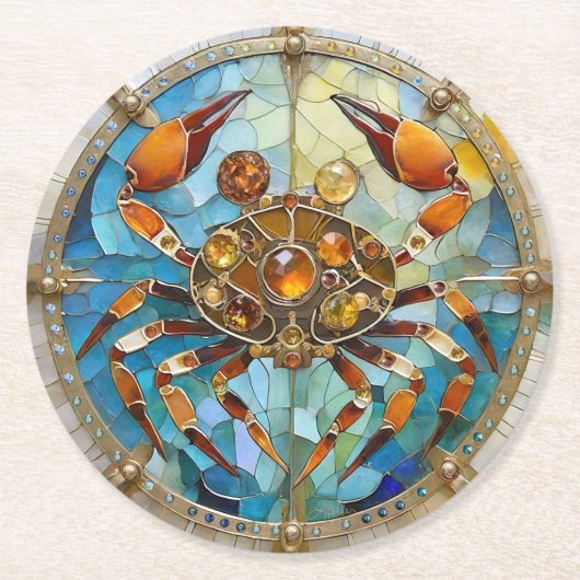 Zodiac - Kreeft De Krab Ronde Kartonnen Onderzetter (Voorkant)