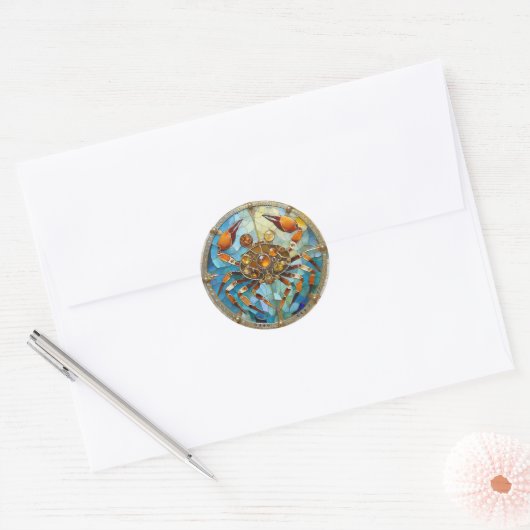 Zodiac - Kreeft De Krab Ronde Sticker (Envelop)