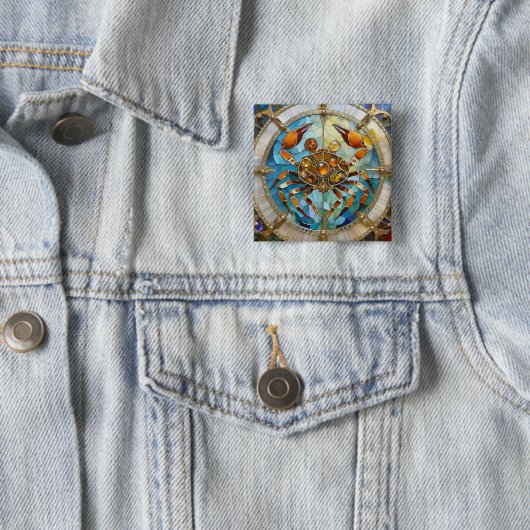 Zodiac - Kreeft De Krab Vierkante Button 5,1 Cm (In situ)