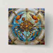 Zodiac - Kreeft De Krab Vierkante Button 5,1 Cm (Voorkant)