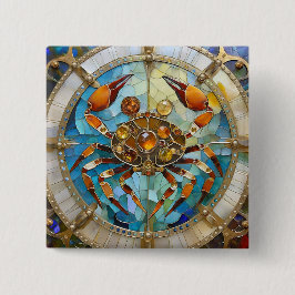 Zodiac - Kreeft De Krab Vierkante Button 5,1 Cm