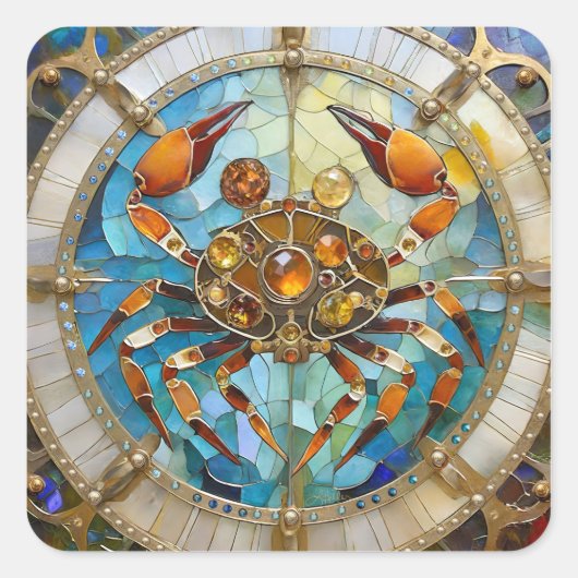 Zodiac - Kreeft De Krab Vierkante Sticker (Voorkant)