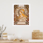 Zodiac La Plume van Alphonse Maria Mucha Poster (Keuken)