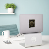 Zodiac Leo Black & Gold Astrologische Sticker (Laptop op bureau)