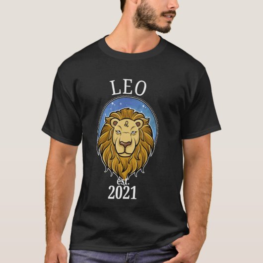 Zodiac Leo Born in 2021 T-shirt (Voorkant)