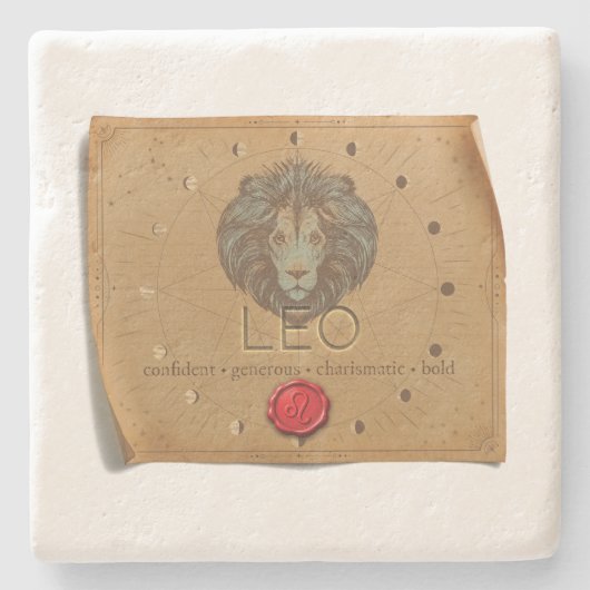 Zodiac - Leo - Coaster Stenen Onderzetter (Voorkant)