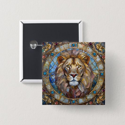 Zodiac - Leo de Leeuw Vierkante Button 5,1 Cm (Voorkant /achterkant)