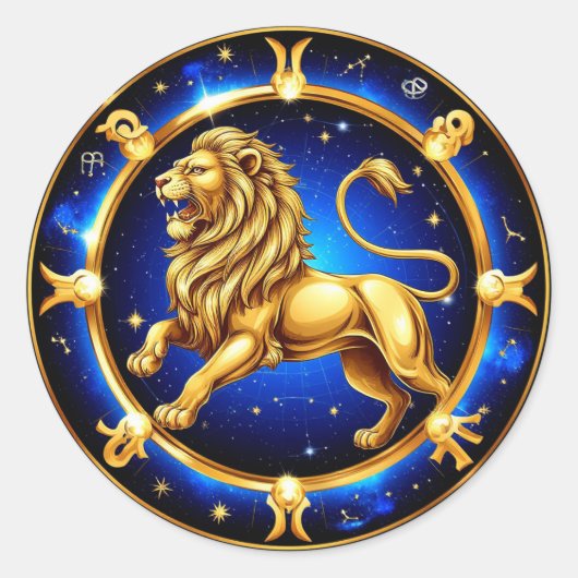 Zodiac Leo Emblem Ronde Sticker (Voorkant)