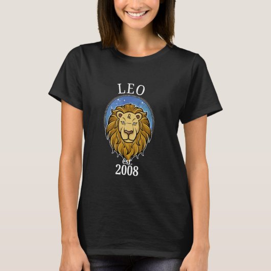 Zodiac Leo geboren in 2008 T-shirt (Voorkant)