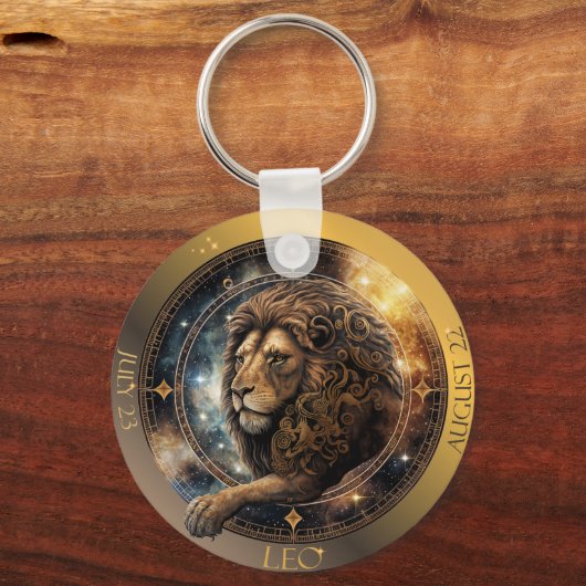 Zodiac Leo Pas NAAM, DATUM aan Sleutelhanger (Voorkant)