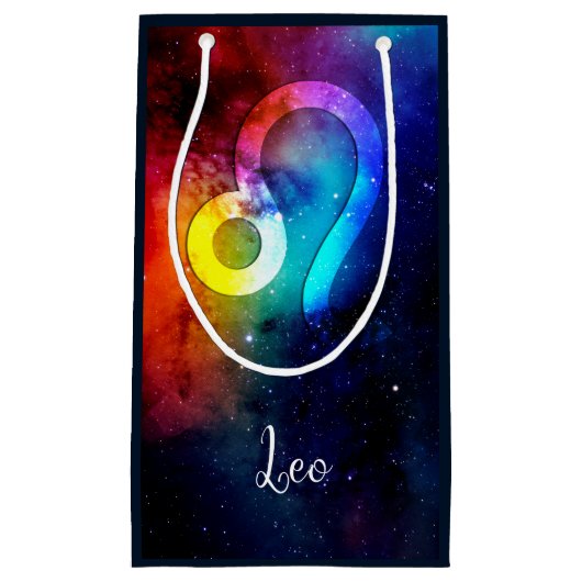 Zodiac: Leo Rainbow Space Klein Cadeauzakje (Voorkant)