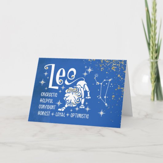 Zodiac Leo Verjaardag met sterrenbeeld Kaart (Voorkant)