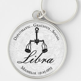 Zodiac Libra Astrology Personality White Custom Sleutelhanger