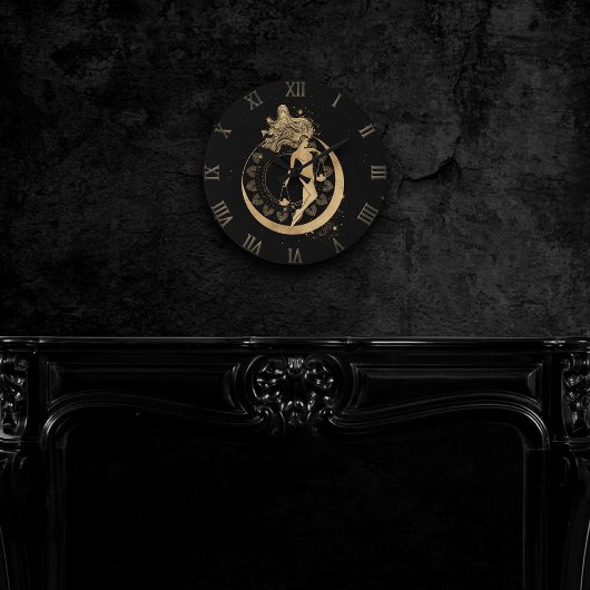 Zodiac Libra | Cosmic Gold en Black Astrology Lar Ronde Klok