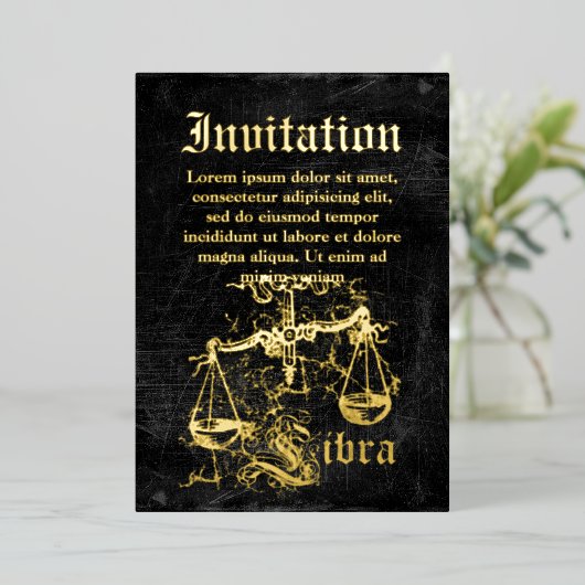 Zodiac Libra Folie Uitnodiging (Staand Voorkant)