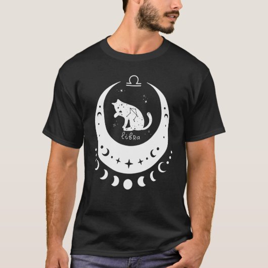 Zodiac Libra Horoscope Astrology Sign Cat Crescent T-shirt (Voorkant)