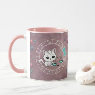 Zodiac libra Schattige Cat Wheel Planet Astrologie Mok