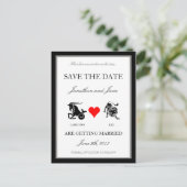 Zodiac Love Save the Date (Steenbok/Leeuw) Aankondigingskaart (Staand voorkant)