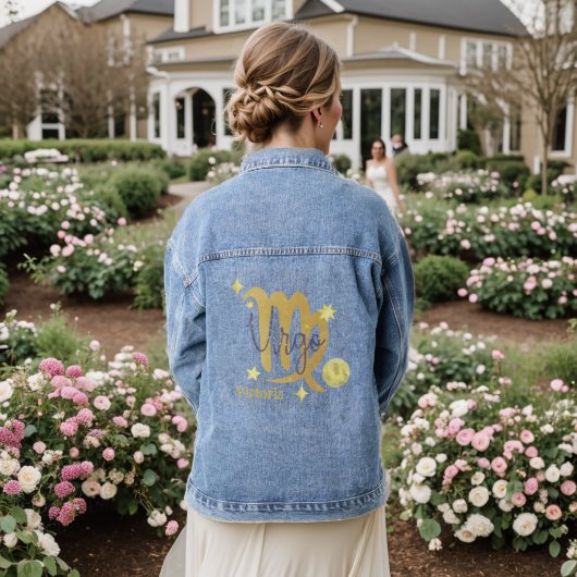 Zodiac Maagd Modern gepersonaliseerd Jean Denim Denim Jacket (Huwelijk Achterkant)