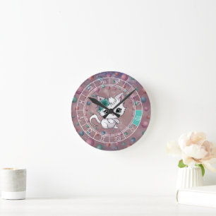 Zodiac Maagd Schattigee Cat Wheel Planet Astrologi Ronde Klok
