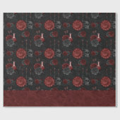 Zodiac Magic Crimson | Henna Red Gothic Skull Roos Cadeaupapier (Vlak)