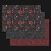 Zodiac Magic Crimson | Henna Red Gothic Skull Roos Inpakpapier Vel