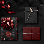 Zodiac Magic Crimson | Henna Red Gothic Skull Roos Inpakpapier Vel