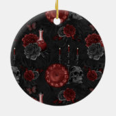 Zodiac Magic Crimson | Henna Red Gothic Skull Roos Keramisch Ornament (Achterkant)