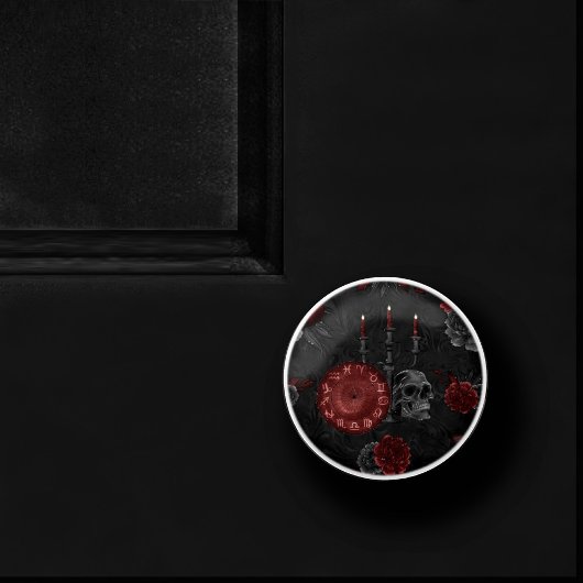 Zodiac Magic Crimson | Henna Red Gothic Skull Roos Keramische Knop