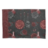 Zodiac Magic Crimson | Henna Red Gothic Skull Roos Kussensloop (Voorkant)