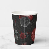 Zodiac Magic Crimson | Henna Red Gothic Skull Roos Papieren Bekers (Rechts)
