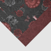 Zodiac Magic Crimson | Henna Red Gothic Skull Roos Tissuepapier (Detail)