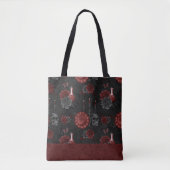 Zodiac Magic Crimson | Henna Red Gothic Skull Roos Tote Bag (Voorkant)