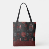Zodiac Magic Crimson | Henna Red Gothic Skull Roos Tote Bag (Achterkant)