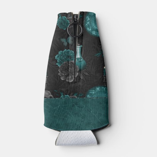 Zodiac Magic | Donker Blauwgroen Groen Gotische Sc Flesjeskoeler (Achterkant)