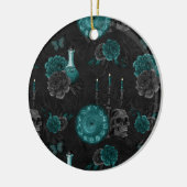 Zodiac Magic | Donker Blauwgroen Groen Gotische Sc Keramisch Ornament (Links)