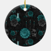 Zodiac Magic | Donker Blauwgroen Groen Gotische Sc Keramisch Ornament (Achterkant)