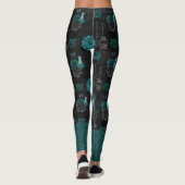 Zodiac Magic | Donker Blauwgroen Groen Gotische Sc Leggings (Achterkant)
