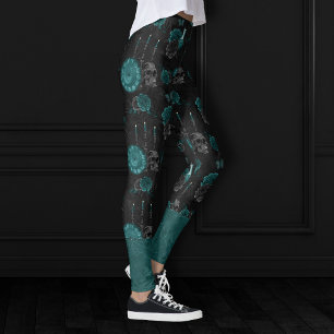 Zodiac Magic   Donker Blauwgroen Groen Gotische Sc Leggings