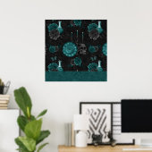 Zodiac Magic | Donker Blauwgroen Groen Gotische Sc Poster (Thuiskantoor)