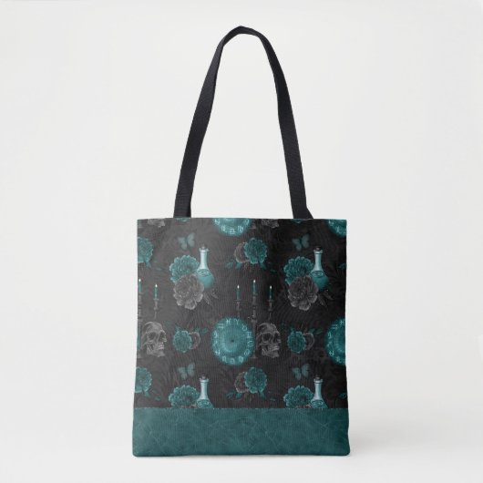 Zodiac Magic | Donker Blauwgroen Groen Gotische Sc Tote Bag (Voorkant)