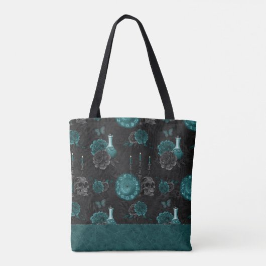 Zodiac Magic | Donker Blauwgroen Groen Gotische Sc Tote Bag (Achterkant)