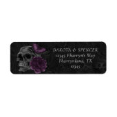 Zodiac Magic | Donker Paarse Plum Gothic Skull Roz Etiket (Voorkant)
