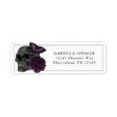 Zodiac Magic | Donker Paarse Plum Gothic Skull Roz Etiket (Voorkant)