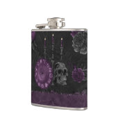 Zodiac Magic | Donker Paarse Plum Gothic Skull Roz Heupfles (Links)