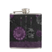 Zodiac Magic | Donker Paarse Plum Gothic Skull Roz Heupfles (Voorkant)