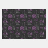 Zodiac Magic | Donker Paarse Plum Gothic Skull Roz Inpakpapier Vel (Voorkant)